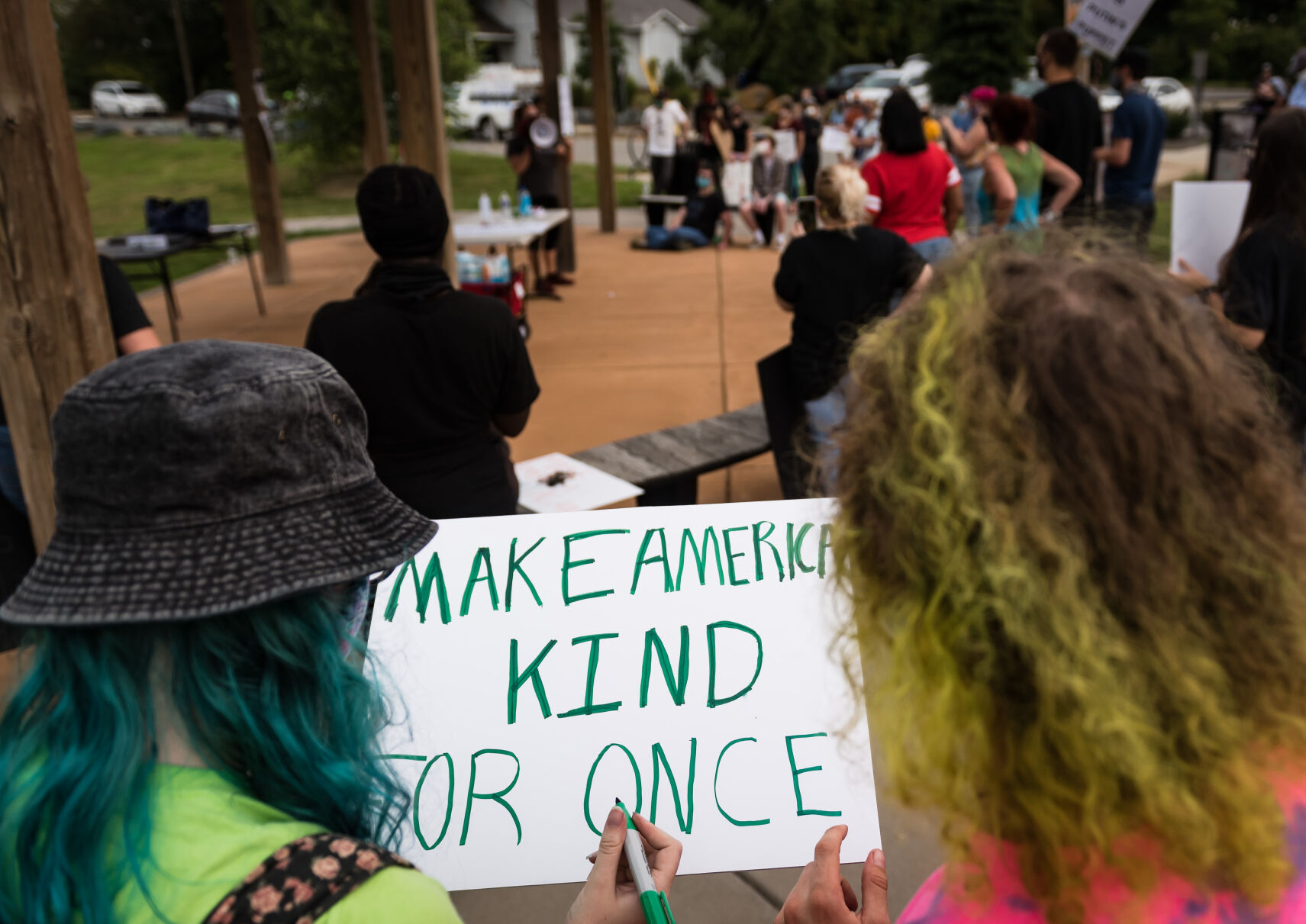 Building WSNC Protest Against Trump Rally
